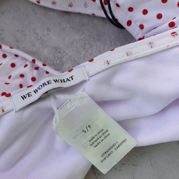 White Bikini Bottom Small Belted High Cut Swim Pink Micro Polka Dot Cheeky Retro - Picture 11 of 12